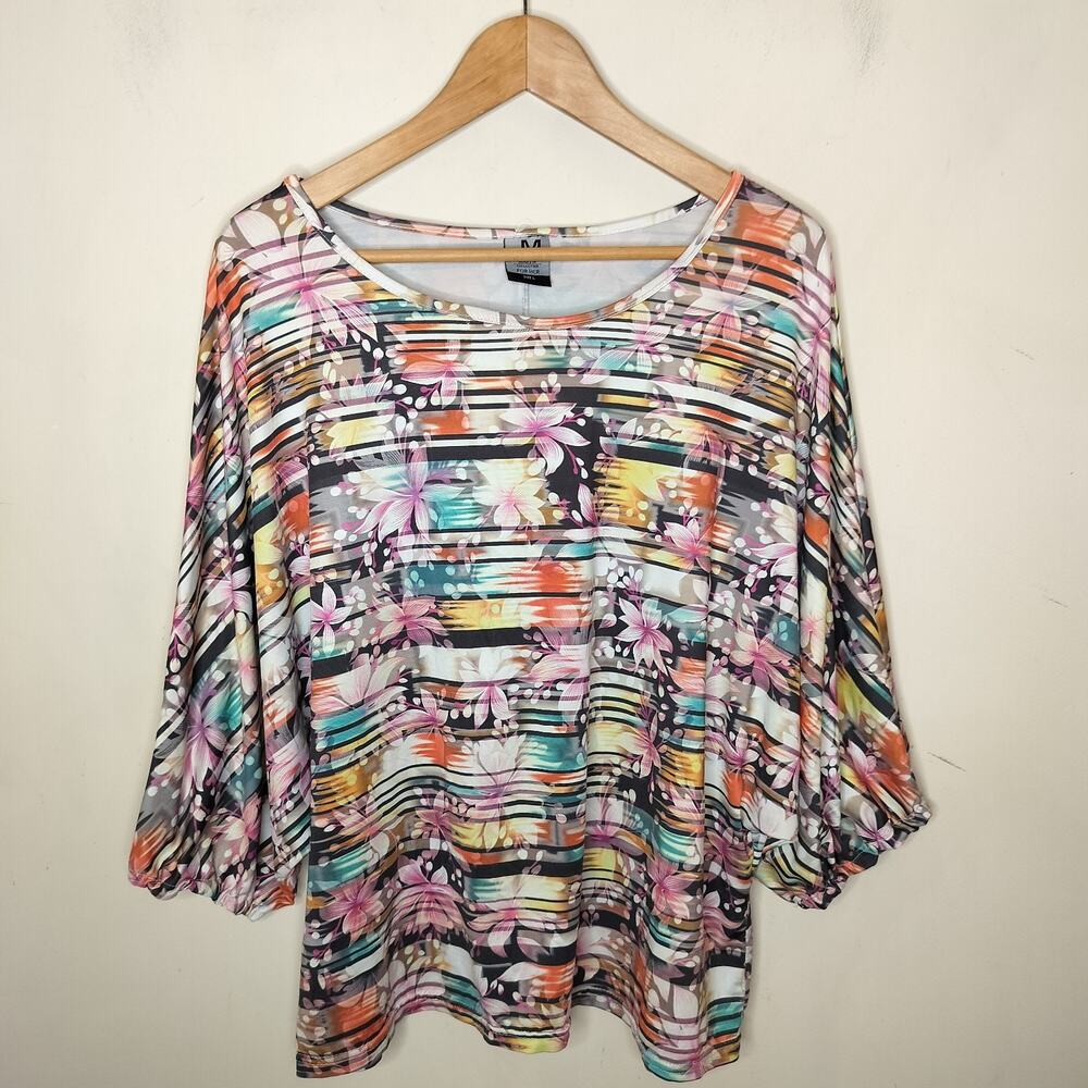 Jonathan Martin Floral Stretchy Top Dolman Sleeve